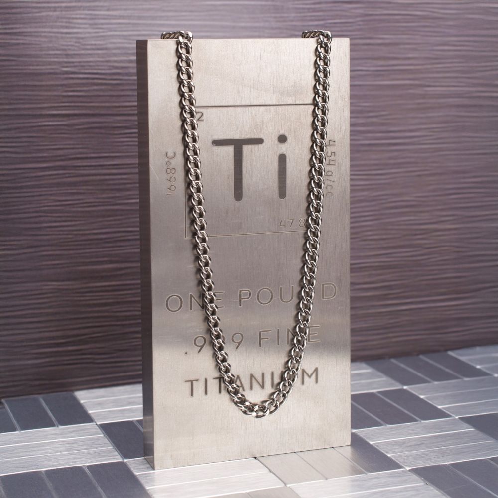 3.5mm Titanium Flat Curb Chain Necklace 20"