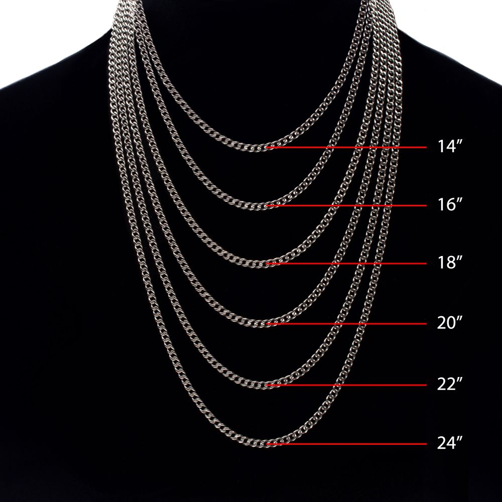 3.5mm Titanium Flat Curb Chain Necklace 18"