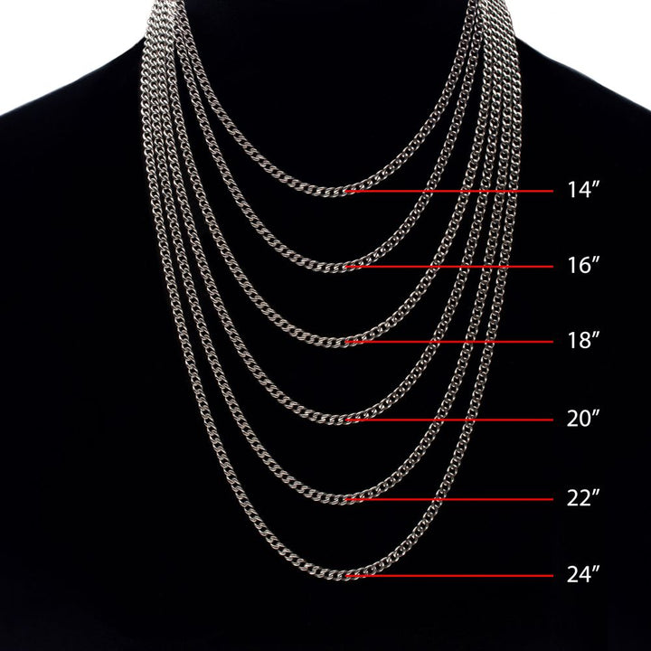3.5mm Titanium Flat Curb Chain Necklace 22"