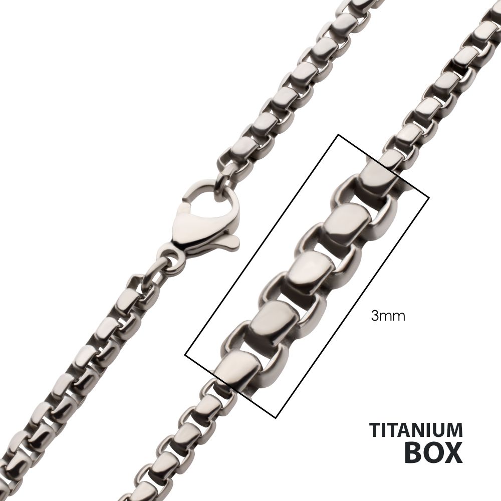 3mm Titanium Box Chain Necklace 24"