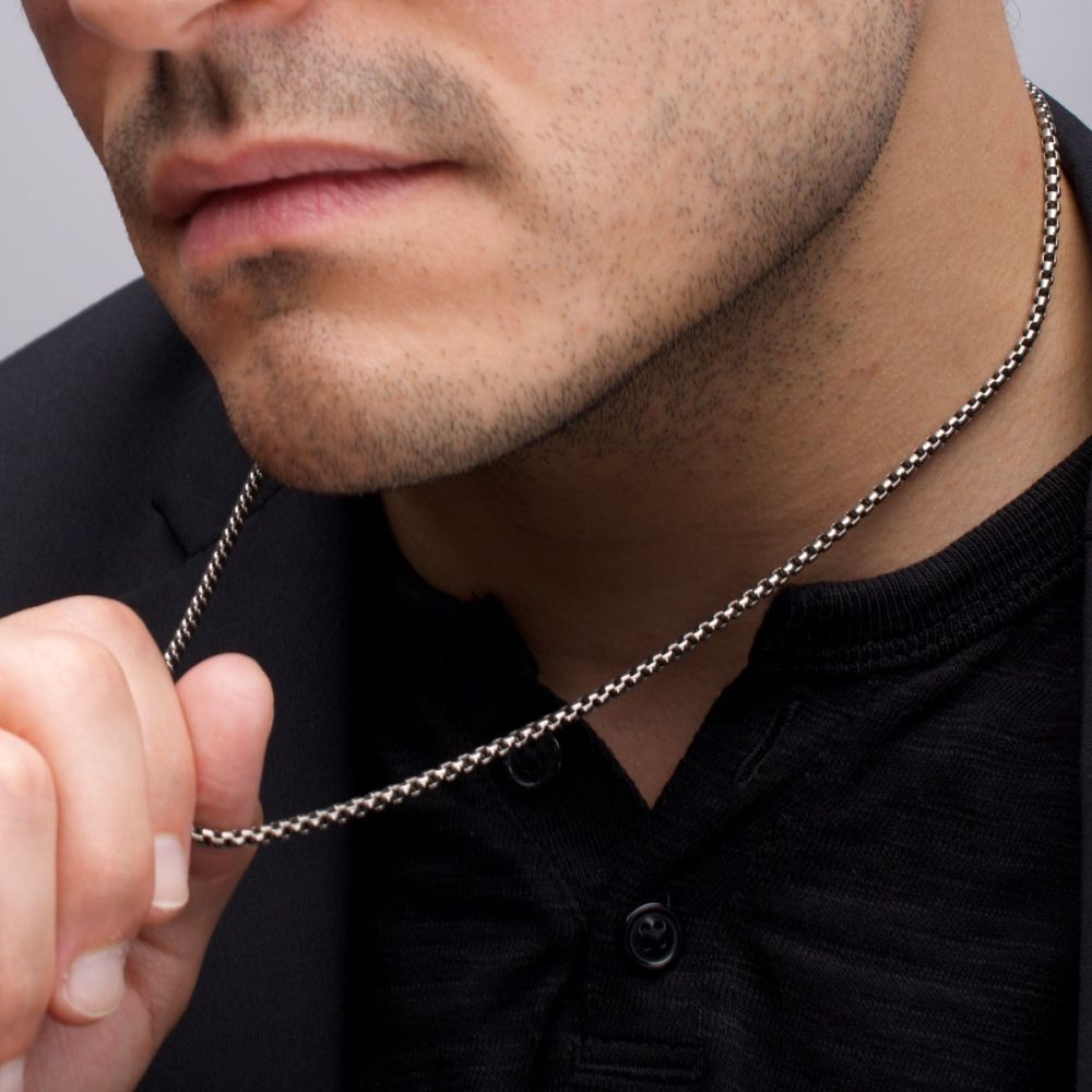 3mm Titanium Box Chain Necklace 22"