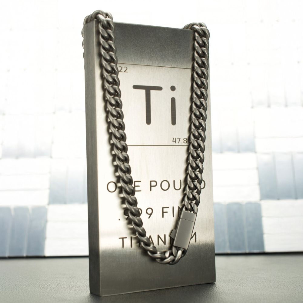 8mm Titanium Flat Clasp Miami Cuban Necklace 24"