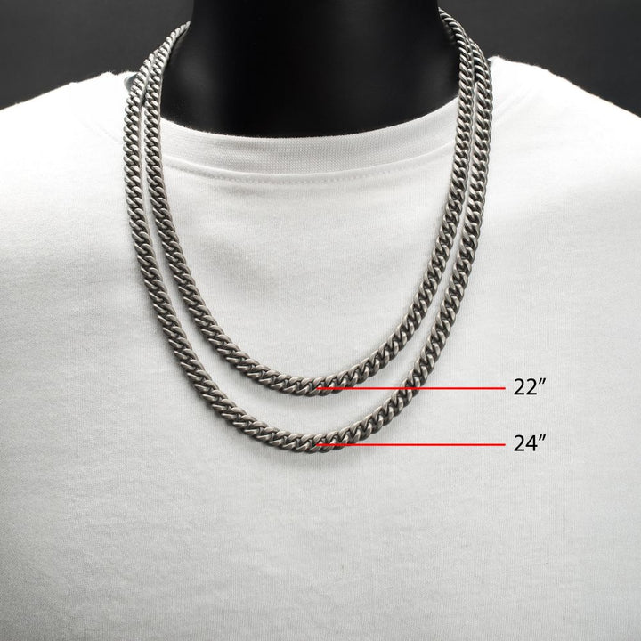8mm Titanium Flat Clasp Miami Cuban Necklace 24"