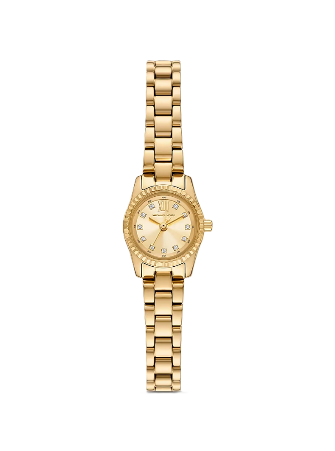 Mini Lexington Pavé Gold-Tone Watch | Michael Kors | Gold-Tone Stainless Steel | 19mm Case | Crystal Index Dial - Brownee Jewelers