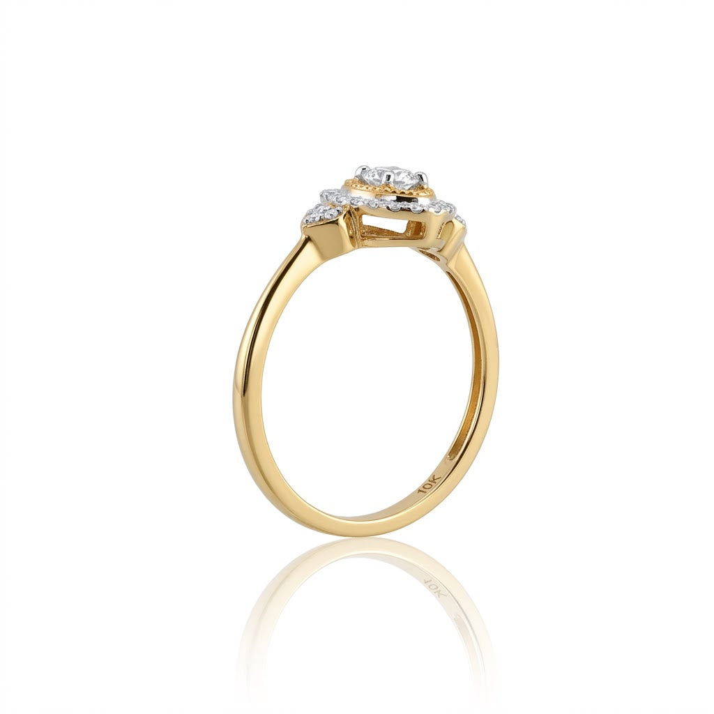 Diamond Oval Halo Ring | 10K Yellow Gold | 0.20 CTW Diamond Ring | Vintage-Inspired Oval Design - Brownee Jewelers