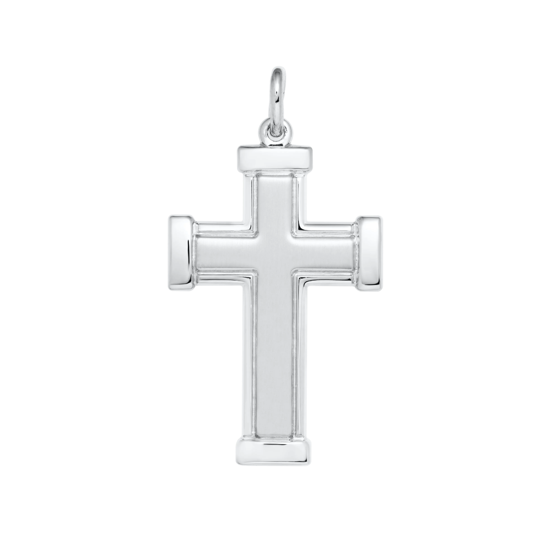 Cross Pendant | Sterling Silver | Satin & Polished Finish | Religious Pendant | Classic Cross Design - Brownee Jewelers