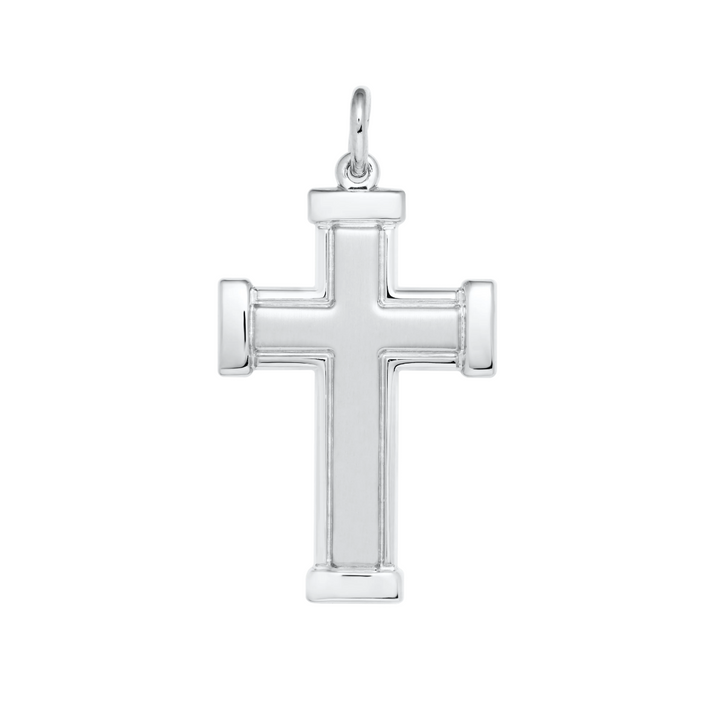 Cross Pendant | Sterling Silver | Satin & Polished Finish | Religious Pendant | Classic Cross Design - Brownee Jewelers