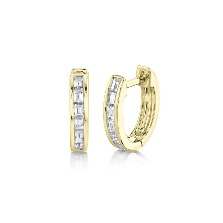  .33 TOTAL CARAT WEIGHT BAGUETTE DIAMOND HUGGIE EARRINGS IN 14K YELLOW GOLD