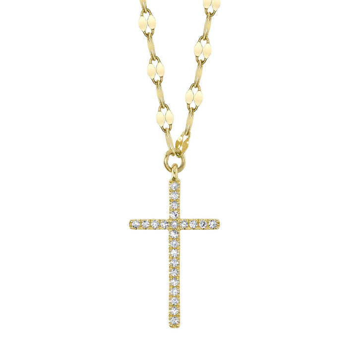 SHY CREATION KATE | 0.06CT DIAMOND CROSS SPARKLE CHAIN NECKLACE | 14K YELLOW GOLD | SC55026066 - Brownee Jewelers
