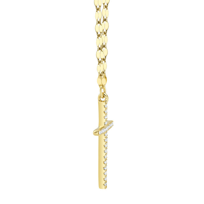 SHY CREATION KATE | 0.06CT DIAMOND CROSS SPARKLE CHAIN NECKLACE | 14K YELLOW GOLD | SC55026066 - Brownee Jewelers