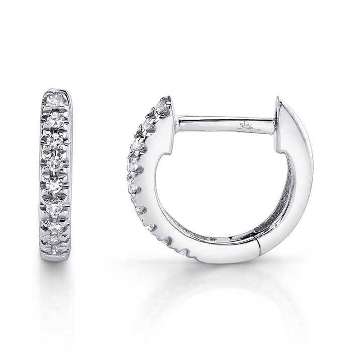 SHY CREATION KATE | 0.04CT DIAMOND MINI HUGGIE EARRING | 14K WHITE GOLD | SC22003982V3 - Brownee Jewelers