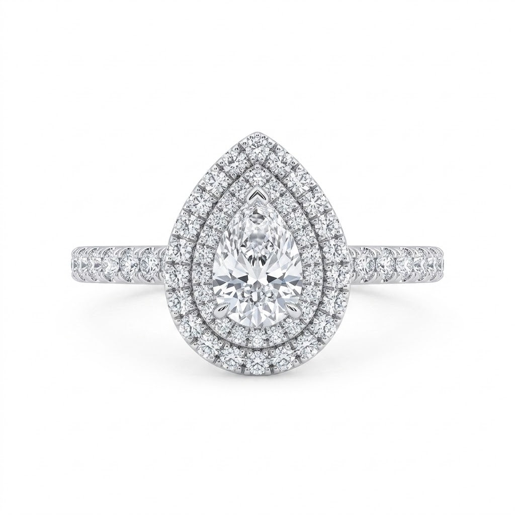 0.33 CT Pear-Shaped Diamond Halo Ring