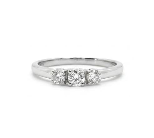 Three Stone Round Diamond Ring | 14K White Gold | 0.20 ctw Diamond Ring - Brownee Jewelers