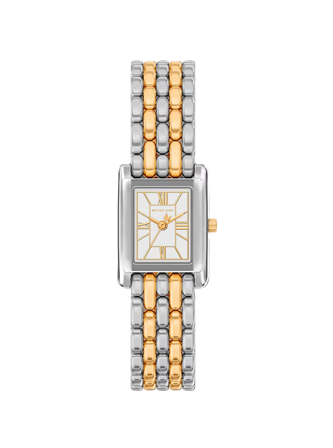 Petite Essex Two-Tone Watch | Michael Kors | Two-Tone Stainless Steel | 20mm x 27mm Rectangular Case | Quartz 3-Hand Movement - Brownee Jewelers