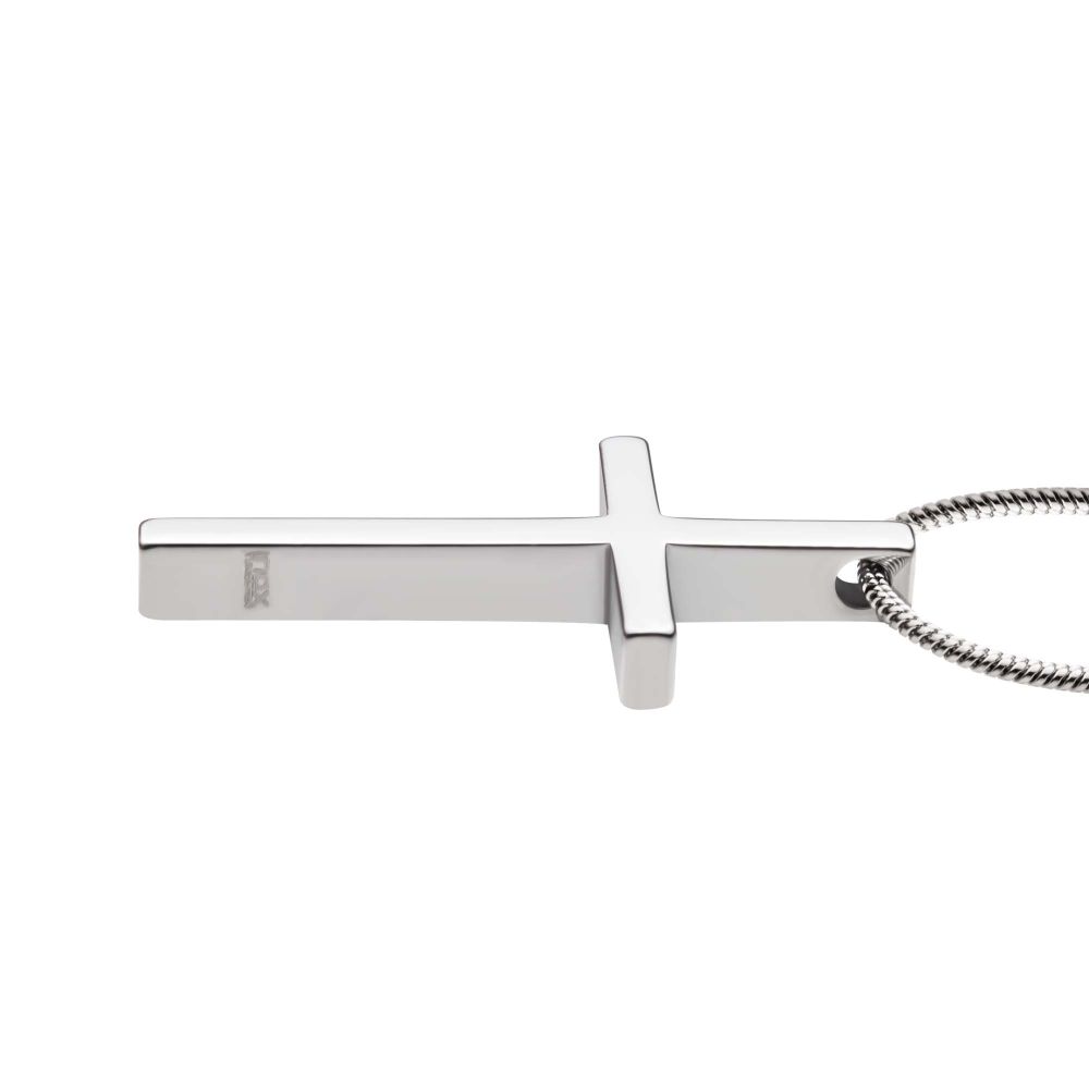 Tungsten Carbide Cross Pendant with Steel Snake Chain