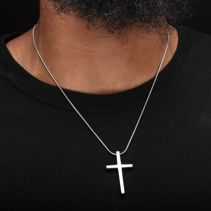 Tungsten Carbide Cross Pendant with Steel Snake Chain