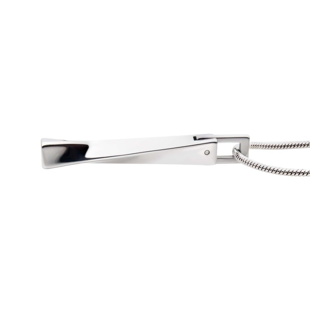 Tungsten Carbide Warped Monolith Pendant with Steel Snake Chain