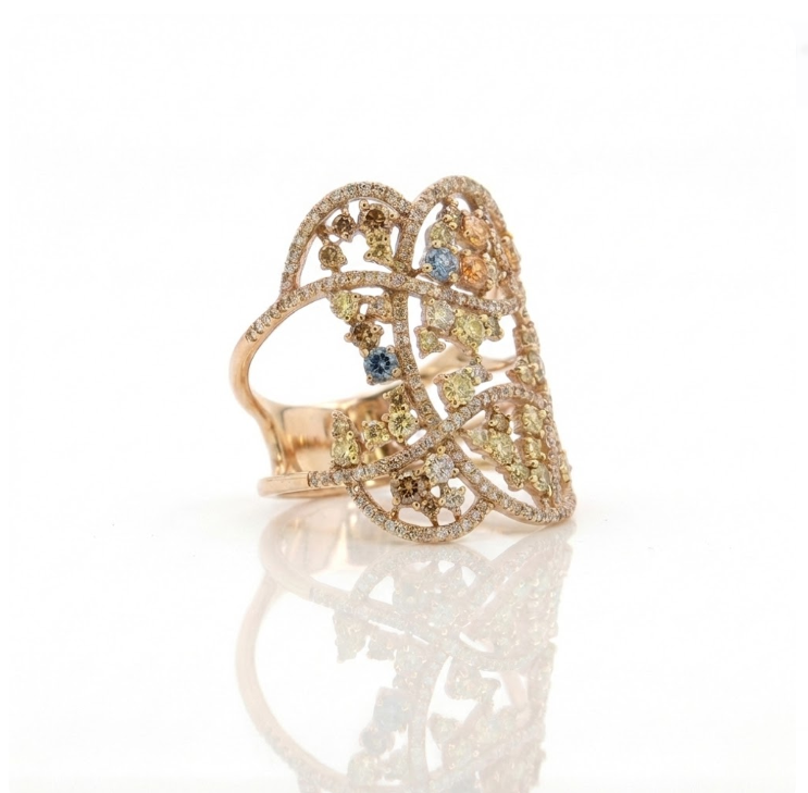 Freeform Pavé Diamond Statement Ring | 18K Yellow Gold | 1.85 ctw | Couture Fashion Ring - Brownee Jewelers