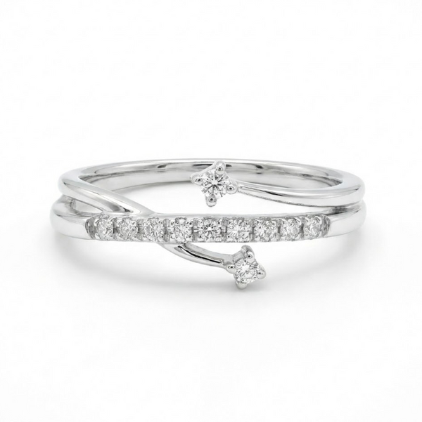 ル*W様 10K メレダイヤリング Freeform Diamond Ring | 10K White Gold | Round Diamond Fashion