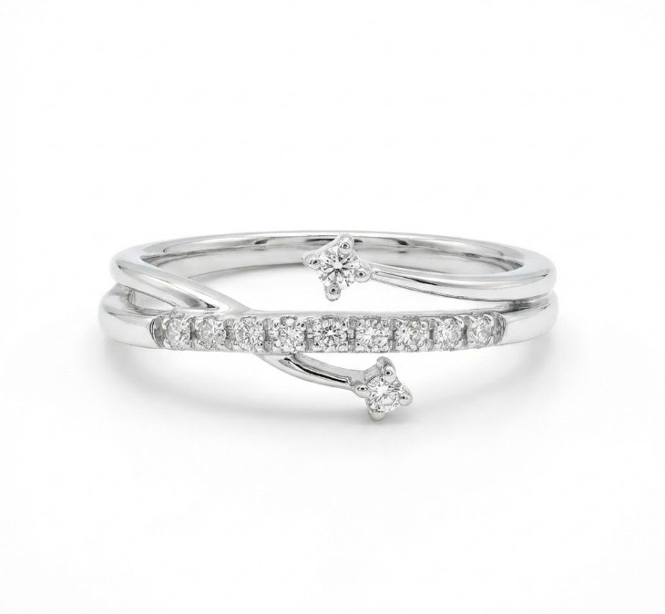 Freeform Diamond Ring | 10K White Gold | Round Diamond Fashion Ring - Brownee Jewelers