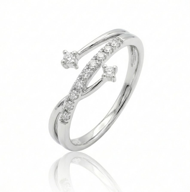 Freeform Diamond Ring | 10K White Gold | Round Diamond Fashion Ring - Brownee Jewelers