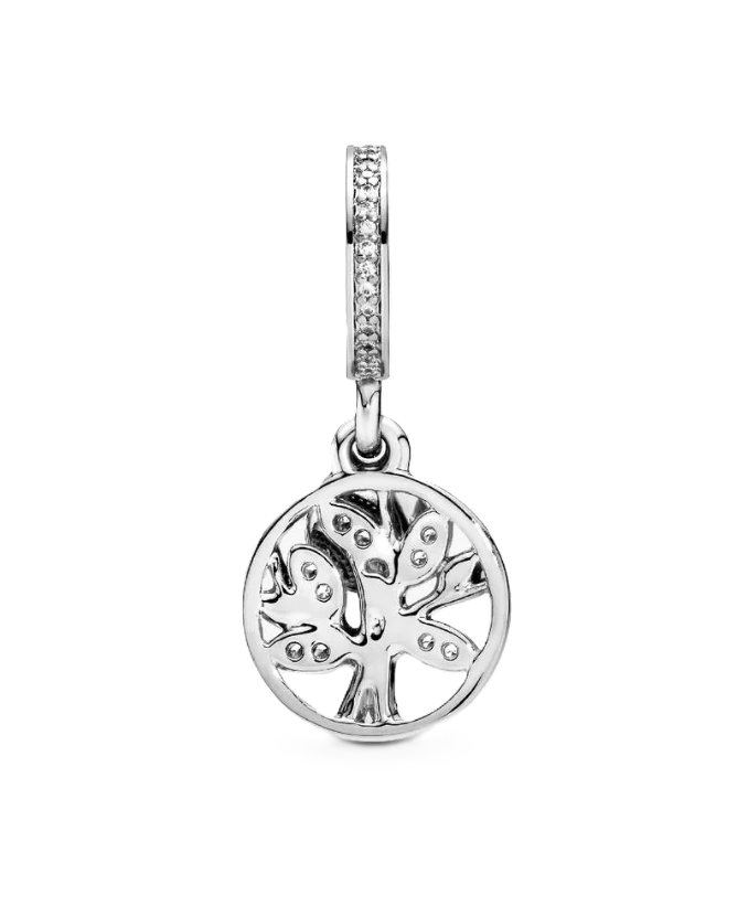Pandora Family Tree Dangle Charm in Sterling Silver with 14K Gold Accents and Clear Cubic Zirconia