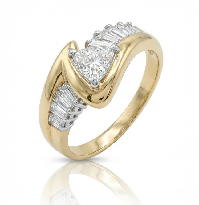 Trillion & Baguette Diamond Ring | 10K Yellow Gold | Vintage-Inspired Statement - Brownee Jewelers