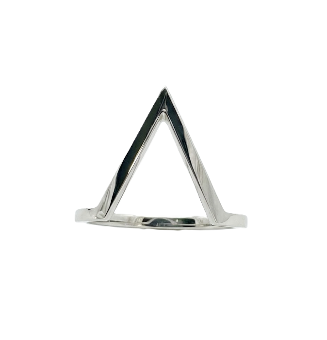 V-Shaped Chevron Ring | 14K White Gold | Minimalist Contour Band - Brownee Jewelers