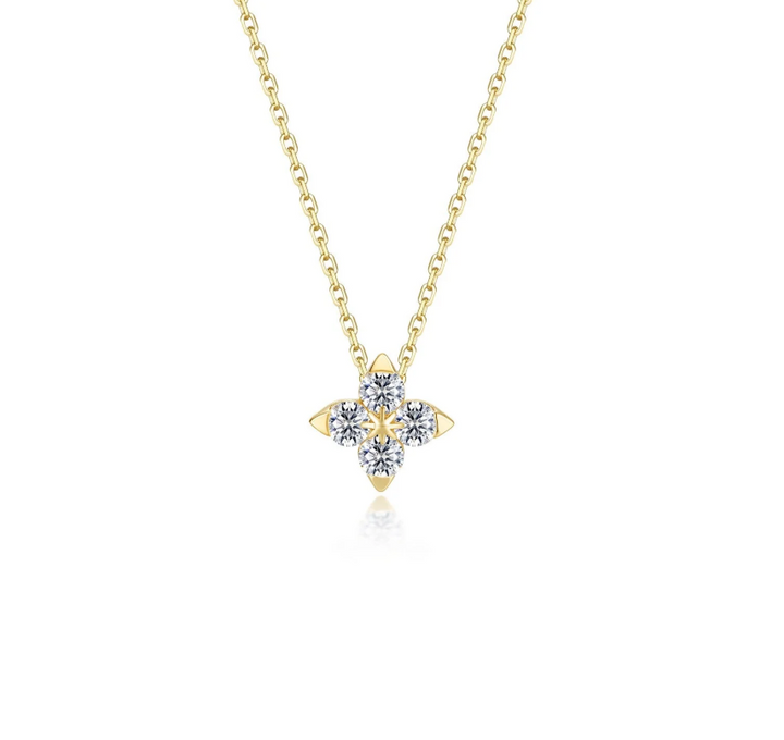 Lab-Grown Diamond Flower Pendant Necklace | Gold-Plated Sterling Silver | 0.69 CTW Lab-Grown Diamonds | 18 Inch - Brownee Jewelers