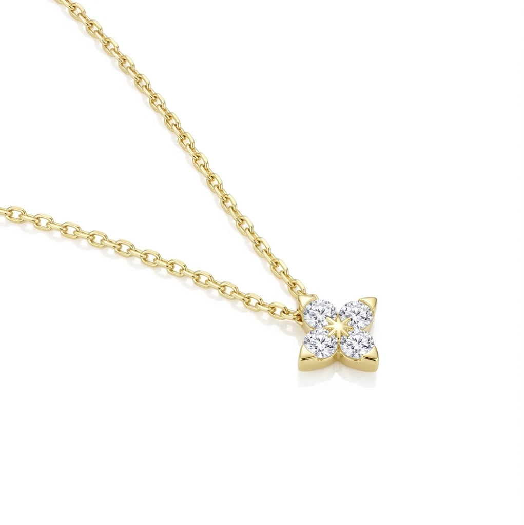Lab-Grown Diamond Flower Pendant Necklace | Gold-Plated Sterling Silver | 0.69 CTW Lab-Grown Diamonds | 18 Inch - Brownee Jewelers
