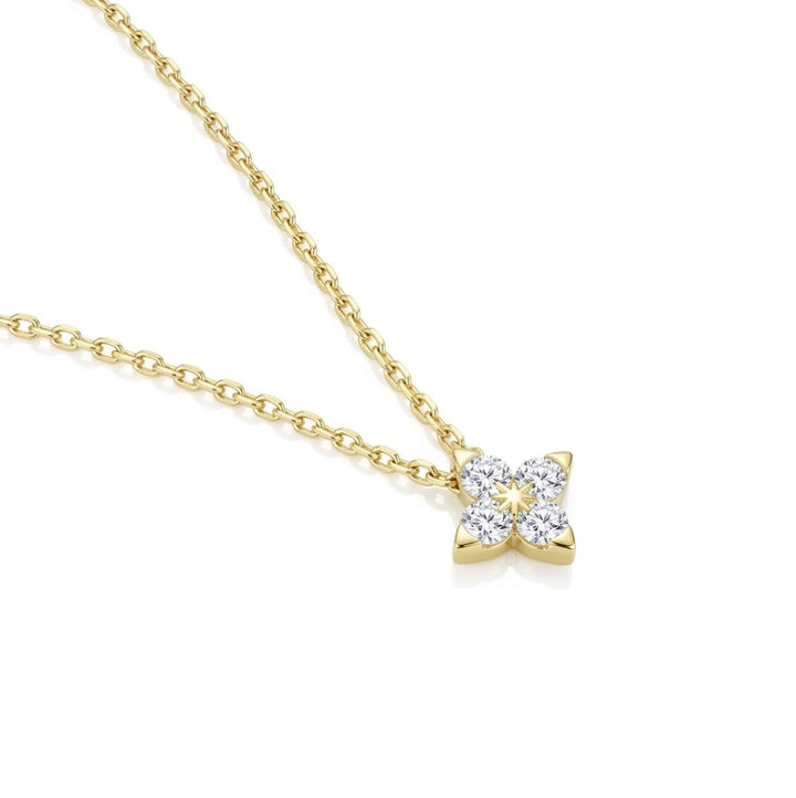 Lab-Grown Diamond Flower Pendant Necklace | Gold-Plated Sterling Silver | 0.69 CTW Lab-Grown Diamonds | 18 Inch - Brownee Jewelers