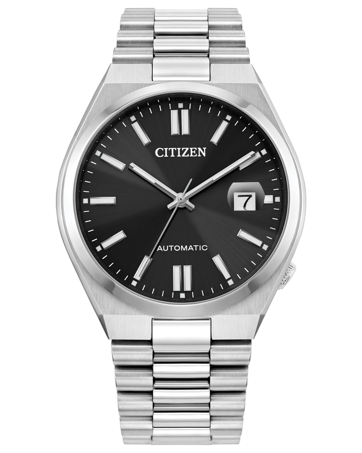 Tsuyosa | Citizen Automatic Watch | Stainless Steel | Black Dial Date Display | Integrated Bracelet - Brownee Jewelers