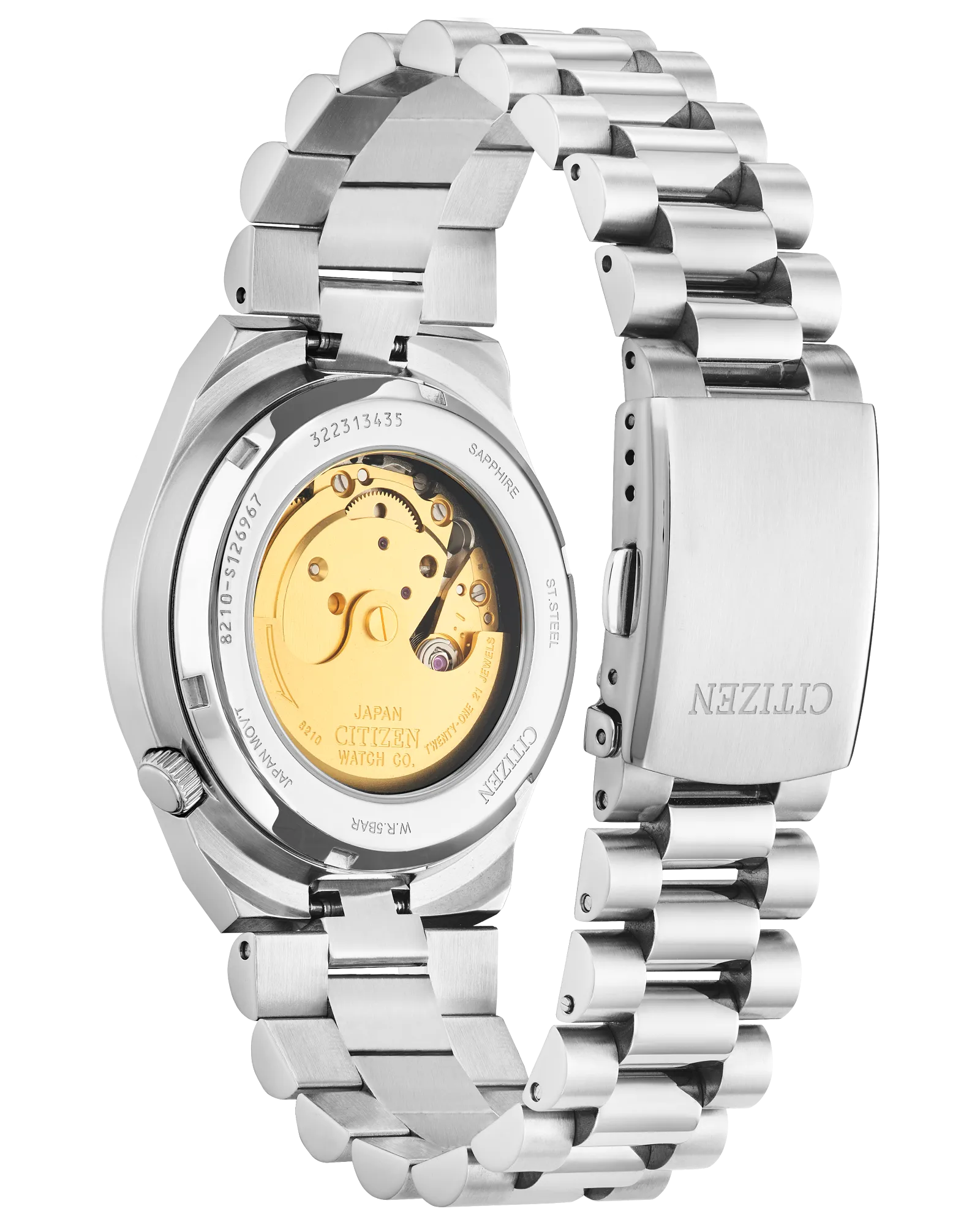 Tsuyosa | Citizen Automatic Watch | Stainless Steel | Black Dial Date Display | Integrated Bracelet - Brownee Jewelers