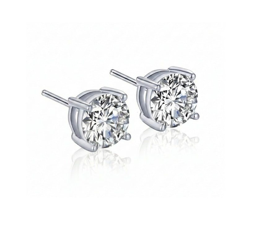 4.00 ctw Round CZ Stud Earrings | Sterling Silver | Classic Solitaire Product Description - Brownee Jewelers