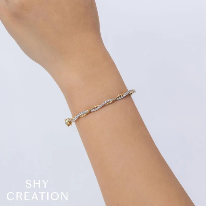 SHY CREATION KATE | 0.53CT DIAMOND TWISTED BANGLE | 14K YELLOW GOLD | SC55025550RDZS - Brownee Jewelers