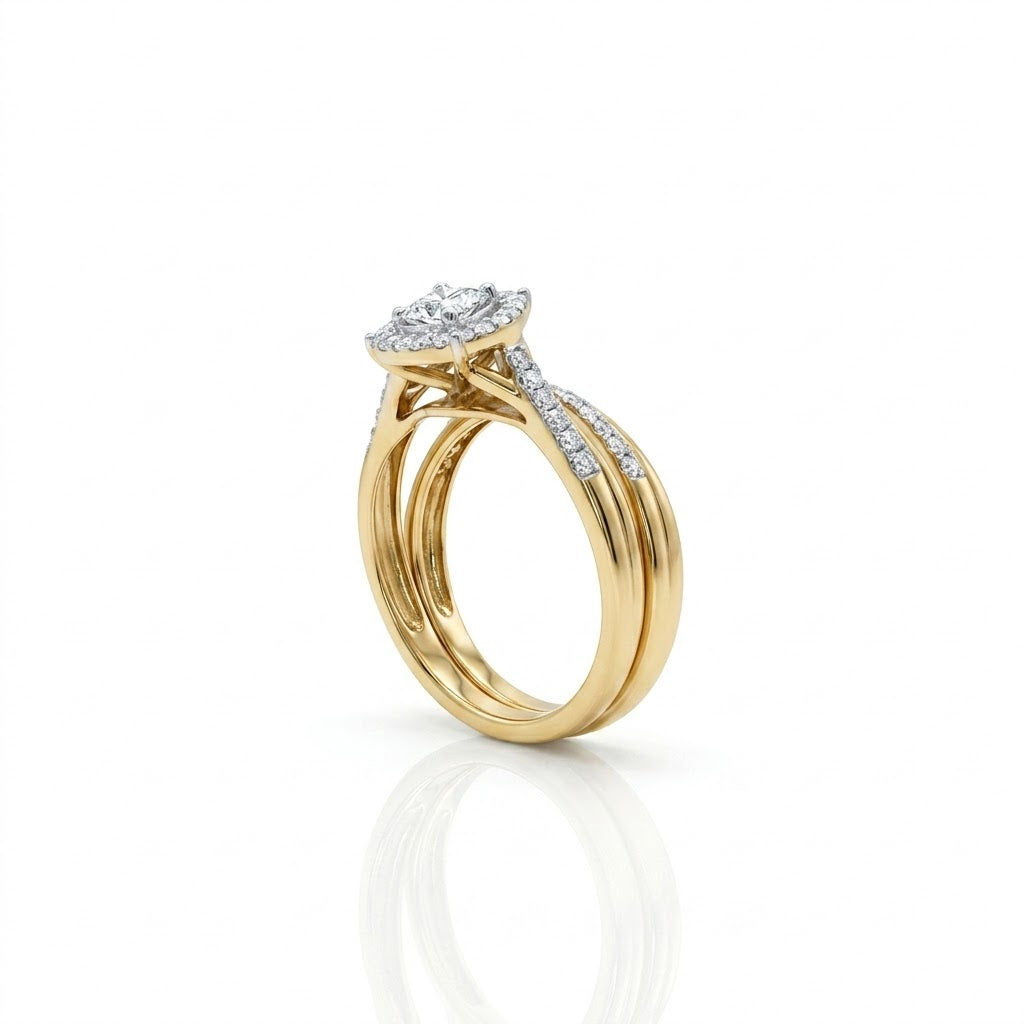 10K Yellow Gold Pear Shape Diamond Bridal Set 0.50 CTW