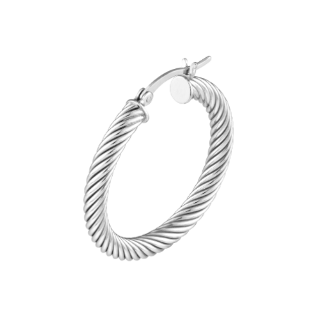 Twist Hoop Earring in Rhodium Plated Sterling Silver