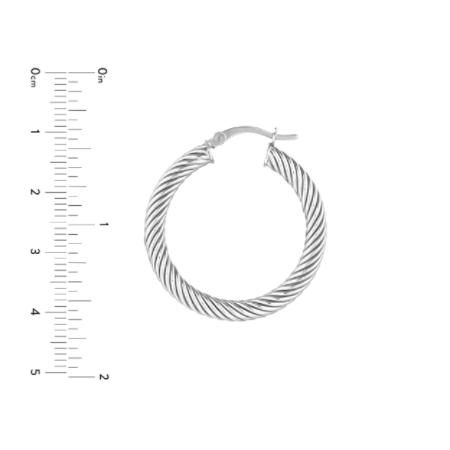 Twist Hoop Earring in Rhodium Plated Sterling Silver