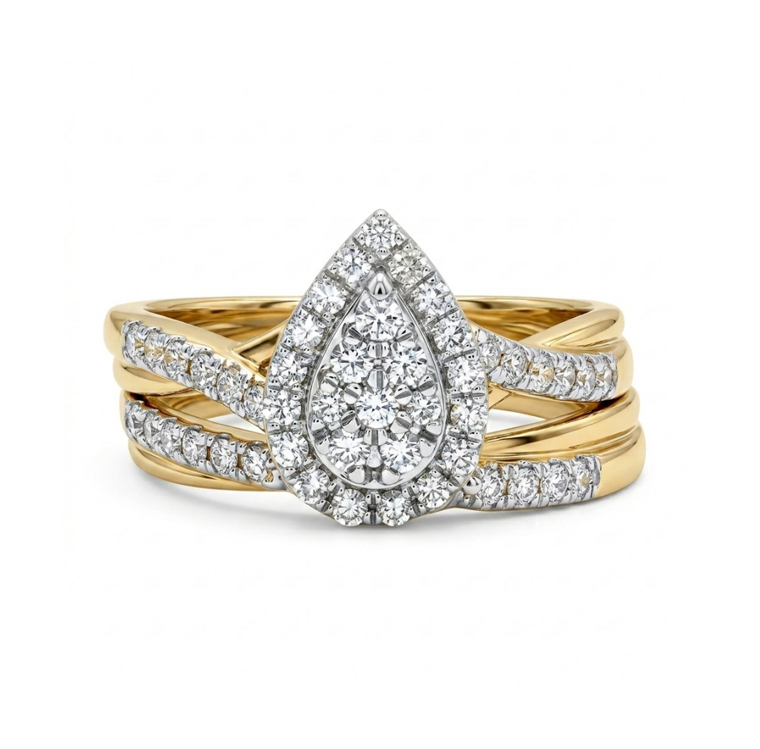 10K Yellow Gold Pear Shape Diamond Bridal Set 0.50 CTW