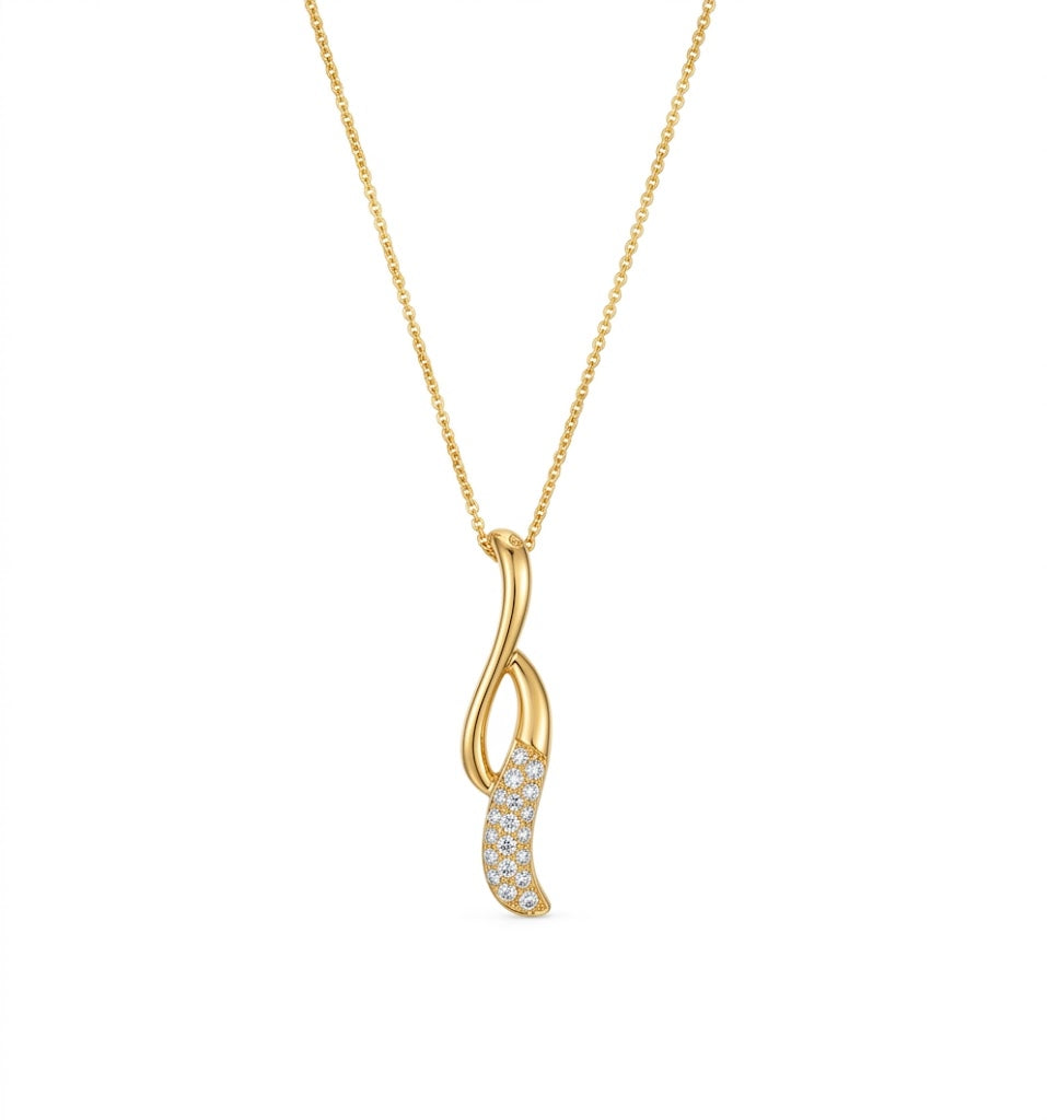 Pavé Diamond Twist Pendant | 14K Yellow Gold | 0.17 ct | WKCG 6 - Brownee Jewelers