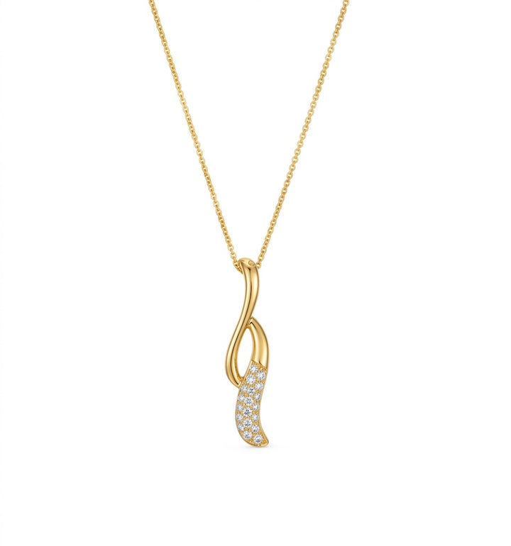 Pavé Diamond Twist Pendant | 14K Yellow Gold | 0.17 ct | WKCG 6 - Brownee Jewelers