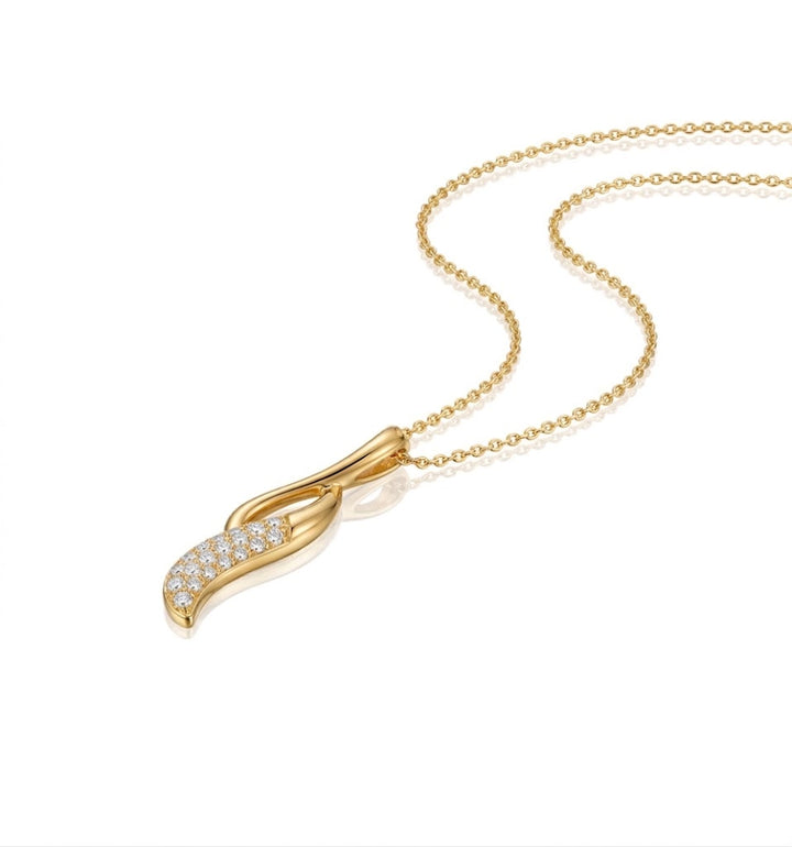 Pavé Diamond Twist Pendant | 14K Yellow Gold | 0.17 ct | WKCG 6 - Brownee Jewelers