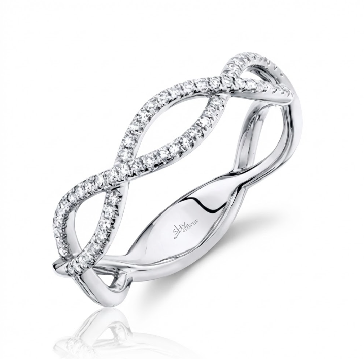Diamond Infinity Ring | 14K White Gold | 0.19 ctw | Symbolic Stackable Band - Brownee Jewelers