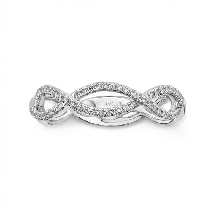 Diamond Infinity Ring | 14K White Gold | 0.19 ctw | Symbolic Stackable Band - Brownee Jewelers