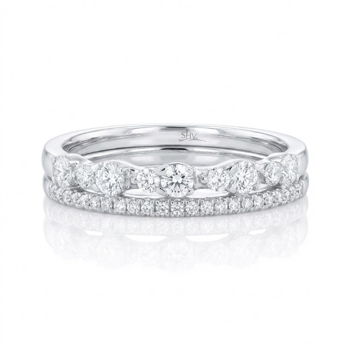 Diamond Row Band Ring | 14K White Gold | 0.43 ctw | Elegant Diamond Fashion Ring - Brownee Jewelers