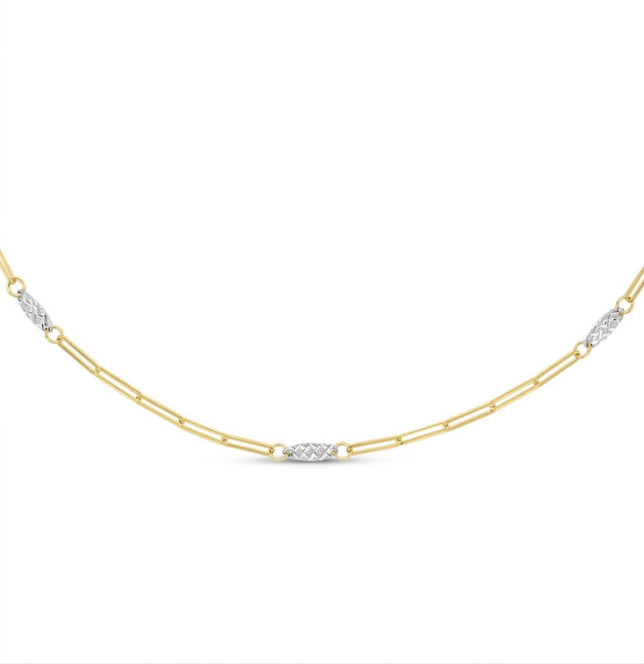 Two-Tone Diamond-Cut Oval Paperclip Necklace | 14K Gold | 18 Inches | TC20030-18 - Brownee Jewelers