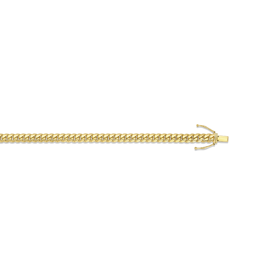 5mm Flat Miami Cuban Link Bracelet with a length of 8.5 Inches and a Box Clasp all in 10K Yellow Gold