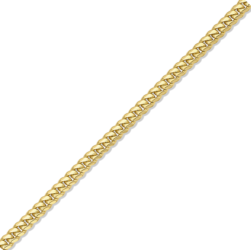5mm Flat Miami Cuban Link Bracelet with a length of 8.5 Inches and a Box Clasp all in 10K Yellow Gold