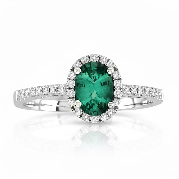 14K Yellow Gold .77ct Oval Emerald & .25ct Diamond Ring