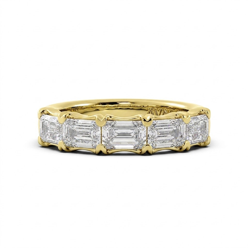Emerald-Cut Lab-Grown Diamond Halfway Band